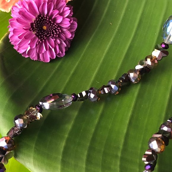 32 3/4" Magical Fairy Purple Faceted Crystal Glass Necklace with Butterflies $40 - Picture 6 of 9